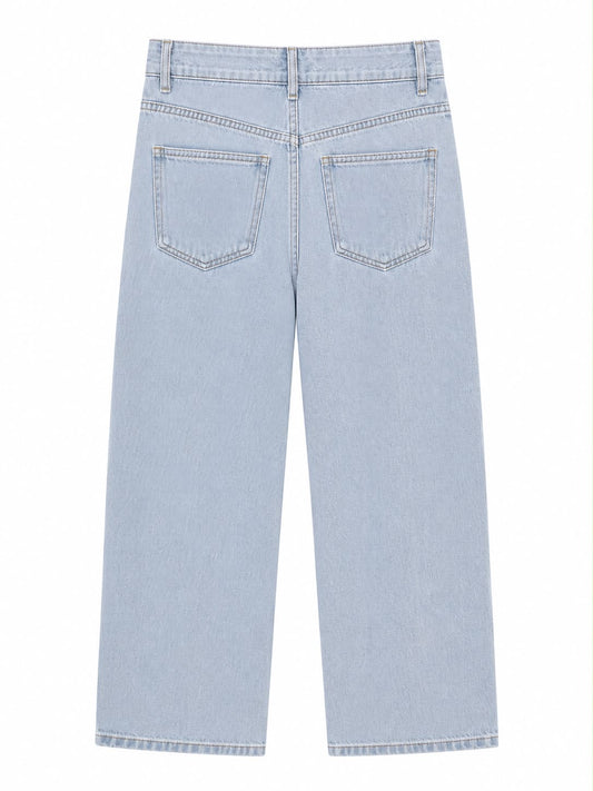 Calça Jeans Super Claro Bordado em Pérolas