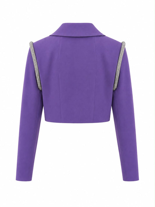 Blazer Mini Lexie com Strass na Cava