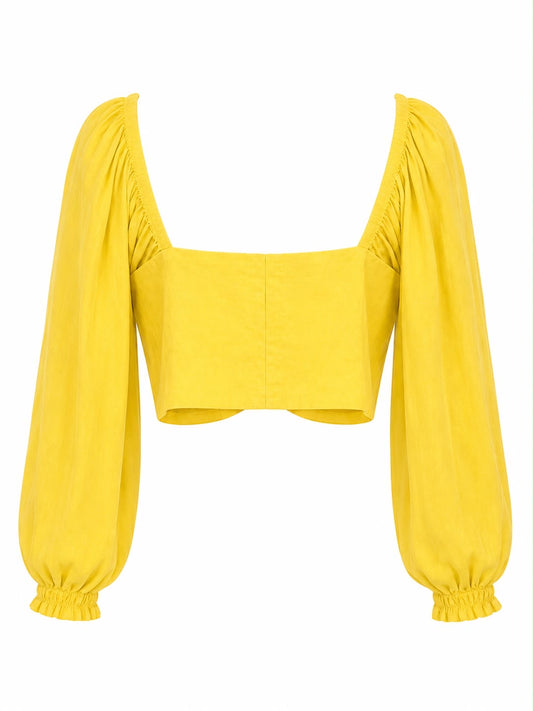 Cropped Linho com Manga Longa