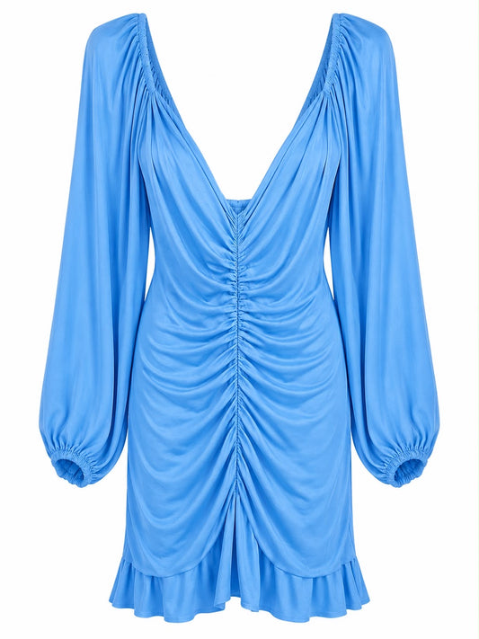 Vestido com Franzido de Manga longa
