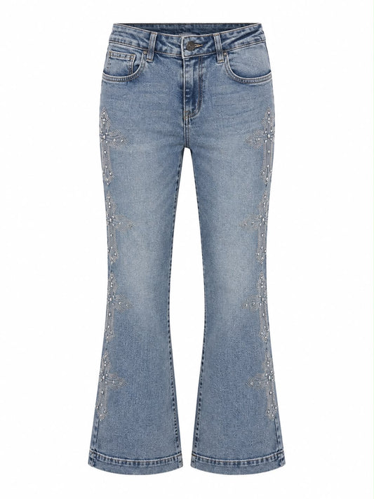 Calça Jeans Self com Strass Estampa