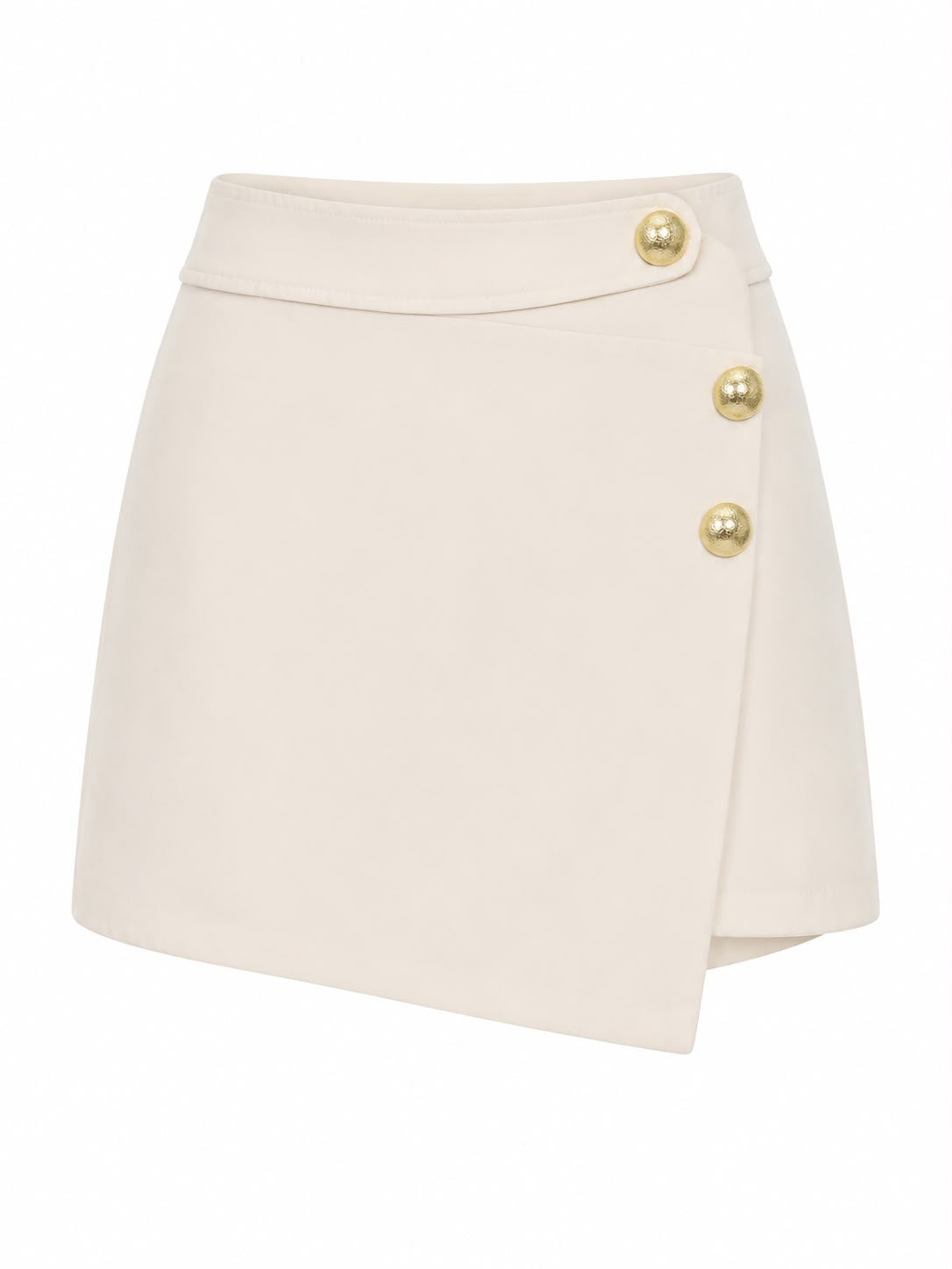 Short de alfaiataria WLC com botão dourado, estilo elegante, tecido de qualidade, detalhe na cintura, perfeito para ocasiões formais