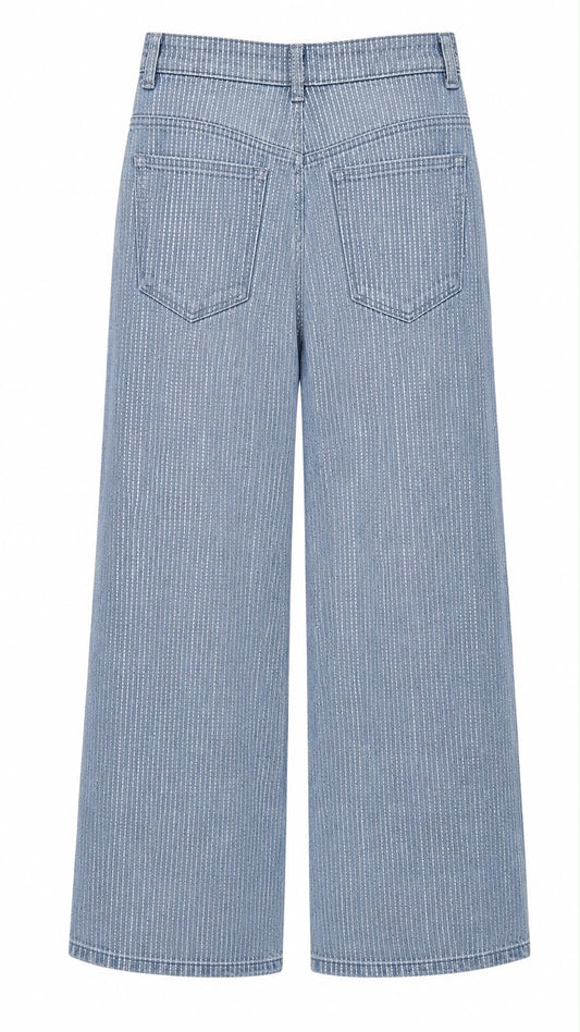 Calça Jeans Listras Metalizada