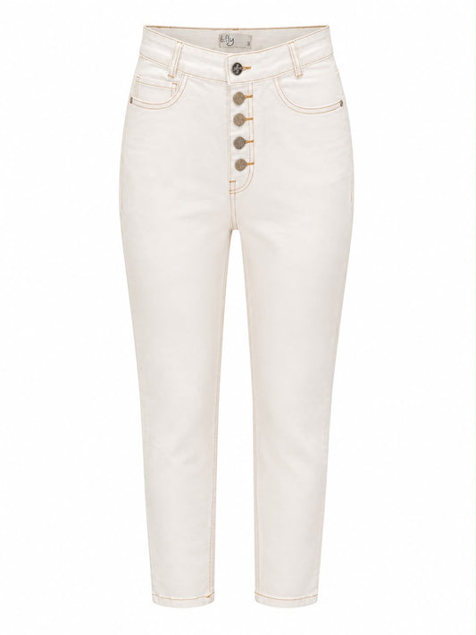 Calça Sarja B Fly com Pesponto Bege