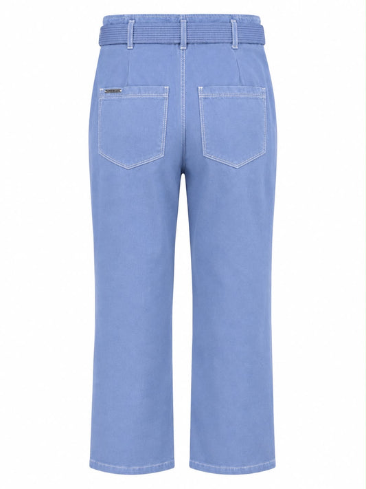 Calça Jeans com Cinto em Pedra detalhes Pesponto