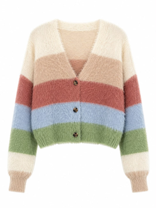 Cardigan Tricot Pelinho Listrado