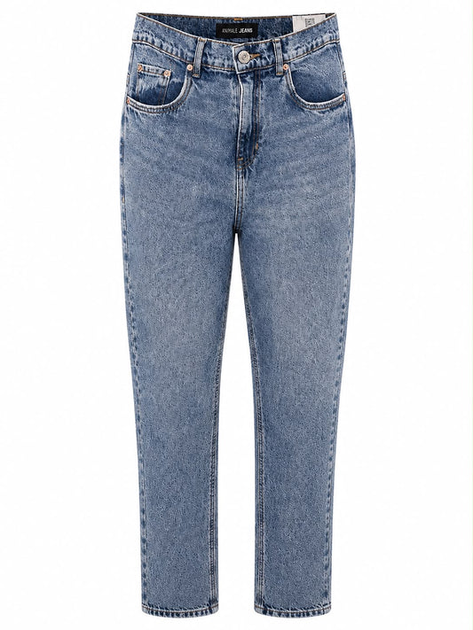 Calça Jeans Mescla com Botão Prata