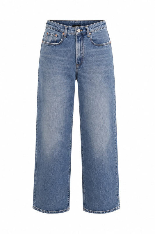 Calça Jeans Wide Leg Rasgo nos Bolsos