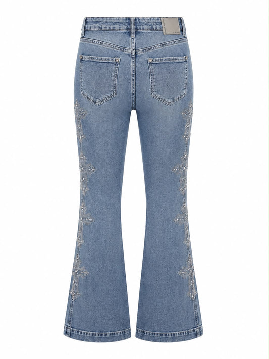 Calça Jeans Self com Strass Estampa
