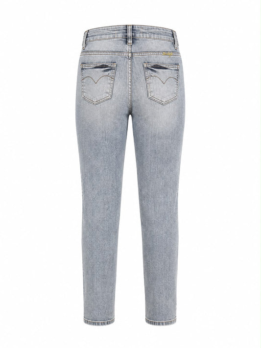 Calça Jeans Detalhe Bolso Animal Print