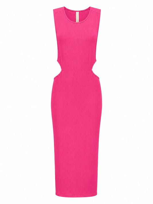 Vestido Malha Midi Liso Cut Out Off