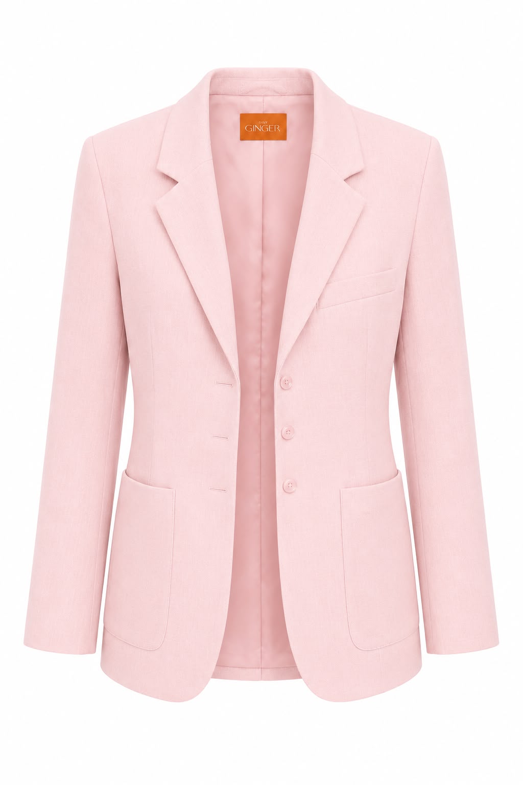 Casaco blazer Ginger Libelula, com design elegante, em tecido leve, exibido na imagem com detalhes de acabamento.