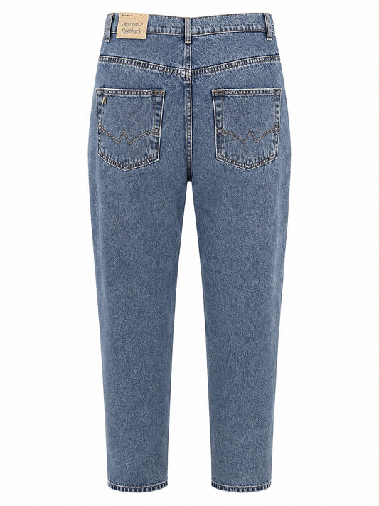 Calça Jeans Mescla com Botão Prata